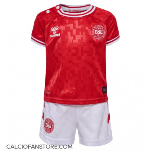 Maglia Calcio Danimarca Prima Divisa Bambino Europei 2024 Manica Corta (+ pantaloncini)